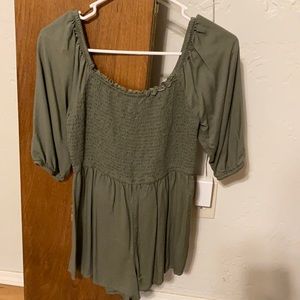 Army green romper never been worn
